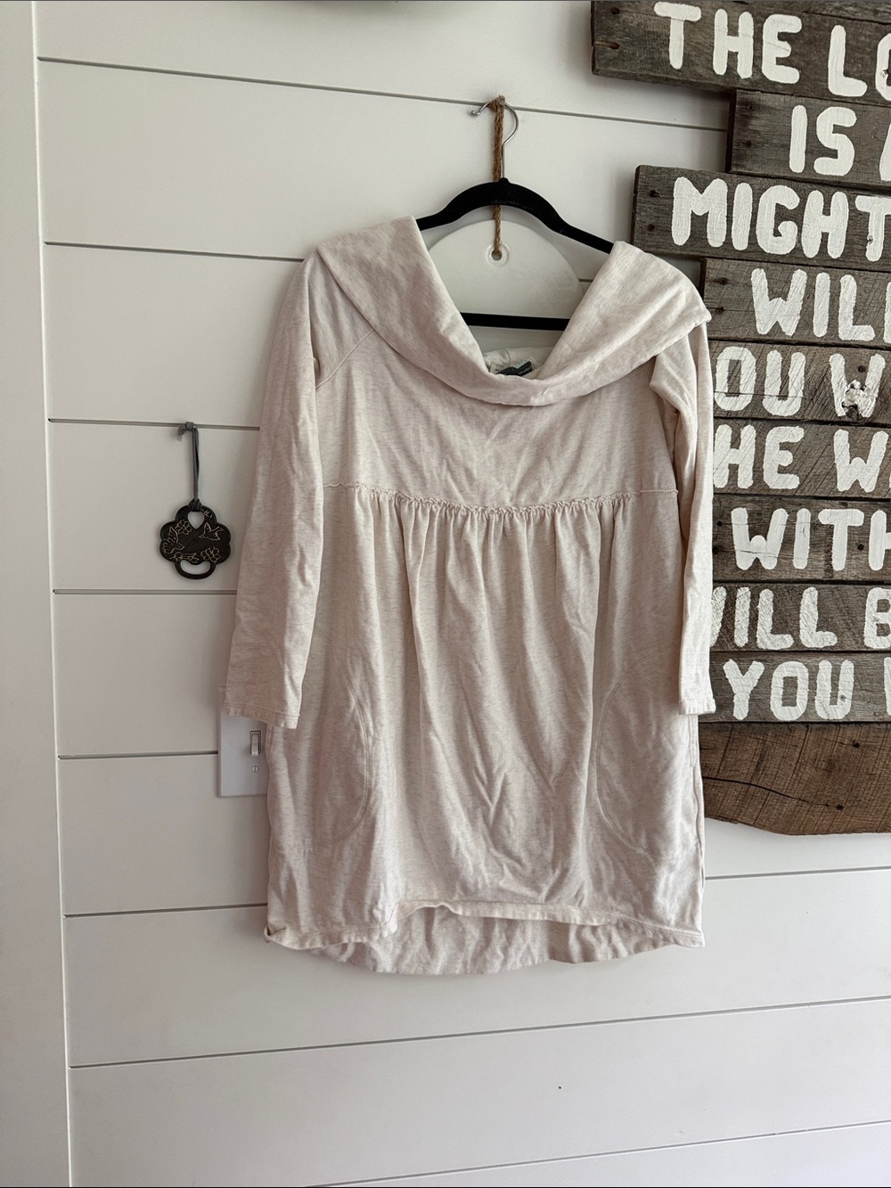 Women’s Cream 3/4 Sleeve Cowl Neck Top